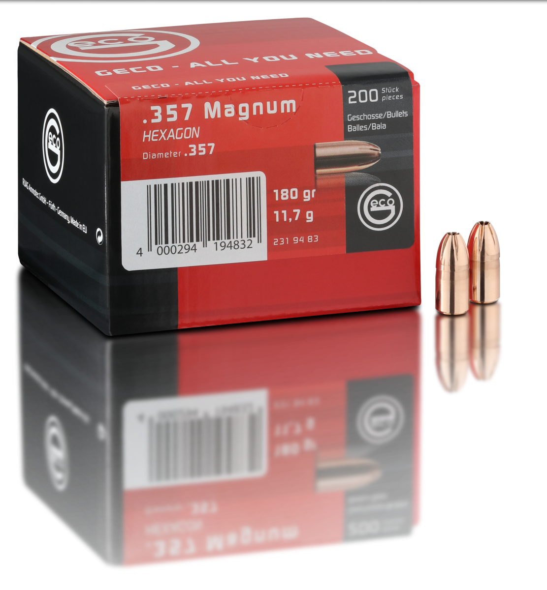 Geco .38/.357 .357" 180Grain Hexagon